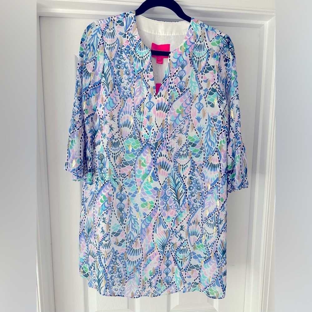 Lilly Pulitzer Elenora Silk Dress in Tails of the Sea size XXS NWT
